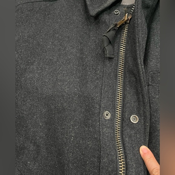 [3XL]American Eagle Men Black Insulated Wool Pea Coat Jacket Zip Snap Closure - Picture 4 of 9